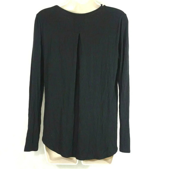 Pink Rose Top Stretch Jersey Knit Women Size M Black Long Sleeve - Picture 3 of 5